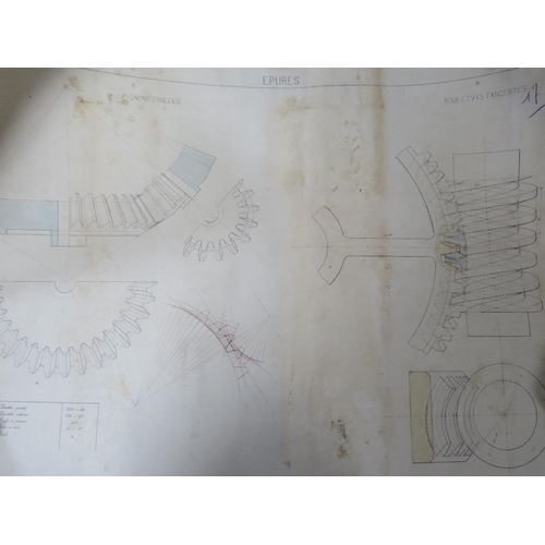 6 - TWELVE FRENCH SCHOOL TECHNICAL DRAWINGS, indistinctly signed, to include weaponry studies, all signe... 