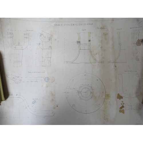 6 - TWELVE FRENCH SCHOOL TECHNICAL DRAWINGS, indistinctly signed, to include weaponry studies, all signe... 