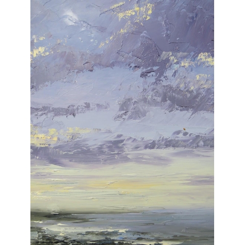 62 - COLIN CARRUTHERS (XX). Northern Irish school, a diptych impressionist stormy coastal scene, 'Towards... 