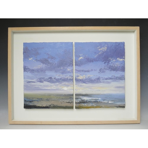 62 - COLIN CARRUTHERS (XX). Northern Irish school, a diptych impressionist stormy coastal scene, 'Towards... 