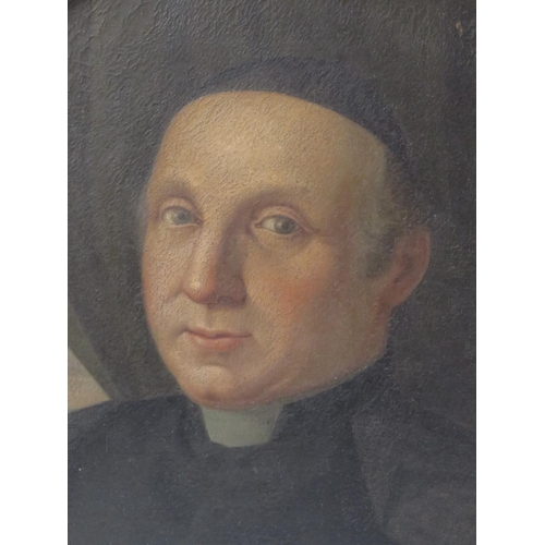 76 - A LATE 18TH / EARLY 19TH CENTURY CONTINENTAL SCHOOL OVAL PORTRAIT STUDY OF A CLERIC, unsigned, oil o... 