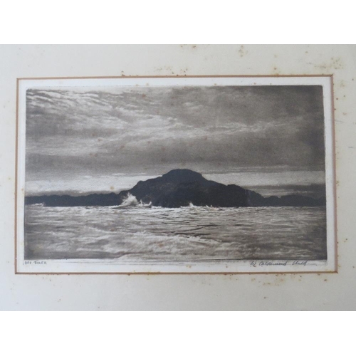 8 - W. CALDERWOOD AULD (XIX-XX). Stormy coastal scene 'Off Tiree', signed in pencil lower right, aquatin... 