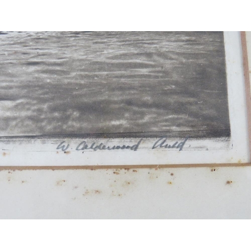 8 - W. CALDERWOOD AULD (XIX-XX). Stormy coastal scene 'Off Tiree', signed in pencil lower right, aquatin... 