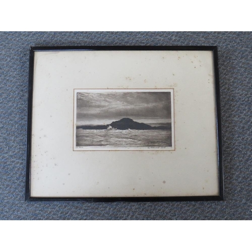 8 - W. CALDERWOOD AULD (XIX-XX). Stormy coastal scene 'Off Tiree', signed in pencil lower right, aquatin... 