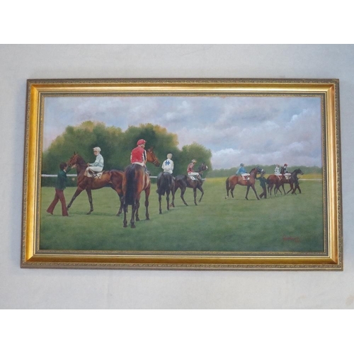 92 - FAIRHURST (XX). British school, a number of racehorses with jockeys up waiting for the start, signed... 