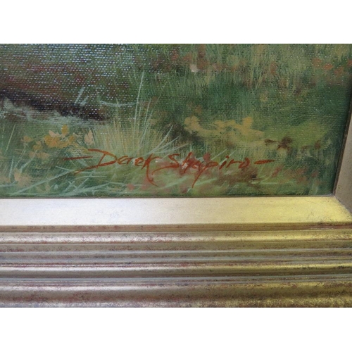 96 - DEREK SHAPIRO (XX-XXI). A hunt in progress, signed lower right, oil on canvas, gilt framed, 49 x 74 ... 