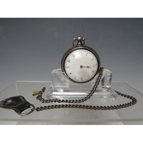 187 - A SILVER OPEN FACE PAIR CASE POCKET WATCH, the movement signed WM Stubs, Birmingham, with a later ba... 