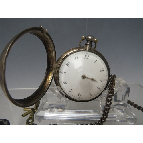 187 - A SILVER OPEN FACE PAIR CASE POCKET WATCH, the movement signed WM Stubs, Birmingham, with a later ba... 