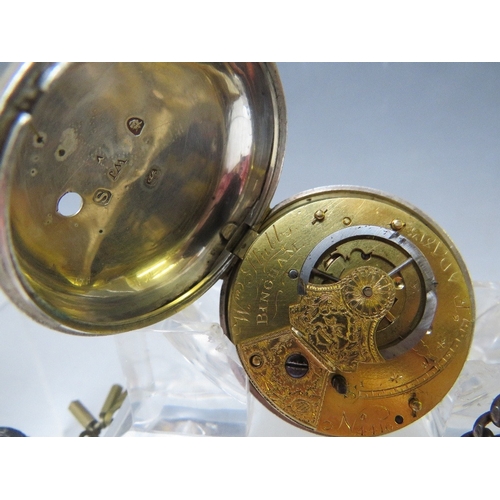 187 - A SILVER OPEN FACE PAIR CASE POCKET WATCH, the movement signed WM Stubs, Birmingham, with a later ba... 