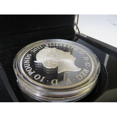 223 - ROYAL MINT 2021 QUEEN ELIZABETH 95TH BIRTHDAY SILVER PROOF 5oz £10 COIN, in case of issue, with C.O.... 