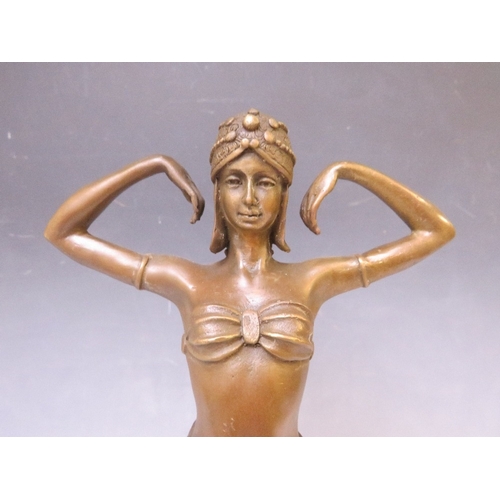 280 - A 20TH CENTURY BRONZED FEMALE ART DECO FIGURE AFTER D.H. CHIPARUS, H 41 cm