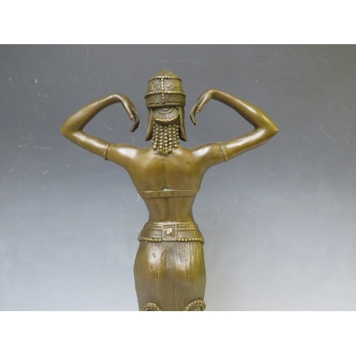 280 - A 20TH CENTURY BRONZED FEMALE ART DECO FIGURE AFTER D.H. CHIPARUS, H 41 cm