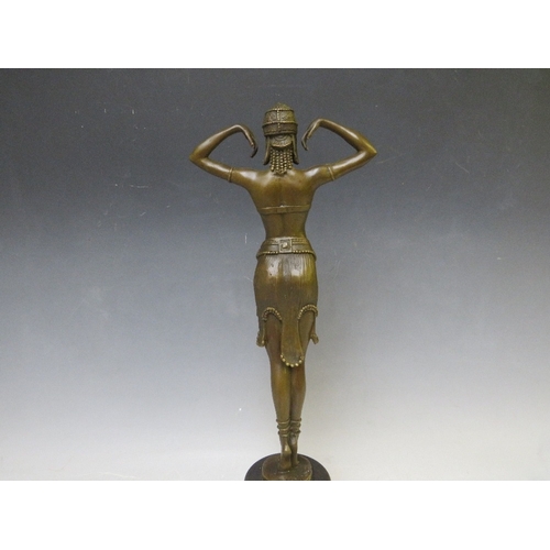 280 - A 20TH CENTURY BRONZED FEMALE ART DECO FIGURE AFTER D.H. CHIPARUS, H 41 cm