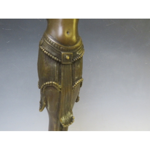 280 - A 20TH CENTURY BRONZED FEMALE ART DECO FIGURE AFTER D.H. CHIPARUS, H 41 cm