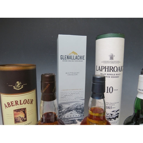 304 - 1 BOTTLE OF LAPHROAIG 10 YEARS OLD WHISKY IN GIFT TUBE, together with 1 bottle of Aberlour 10 years ... 