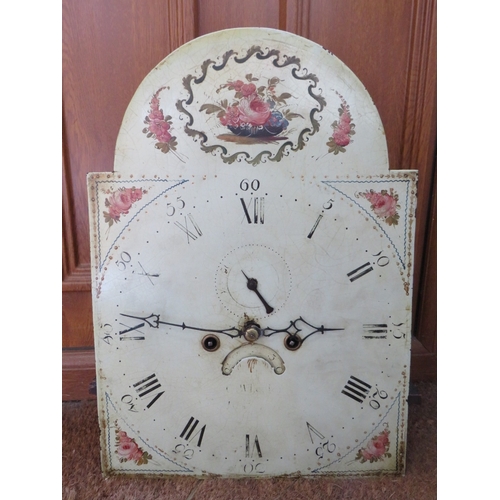 477 - A MID 19TH CENTURY 8 DAY LONGCASE CLOCK, the oak case with mahogany crossbands and swan neck pedimen... 