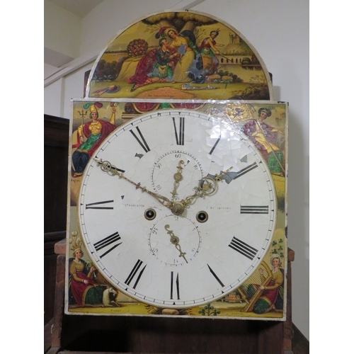 482 - A SCOTTISH 8 DAY LONGCASE CLOCK, the walnut and mahogany case with arched top hood and various boxwo... 