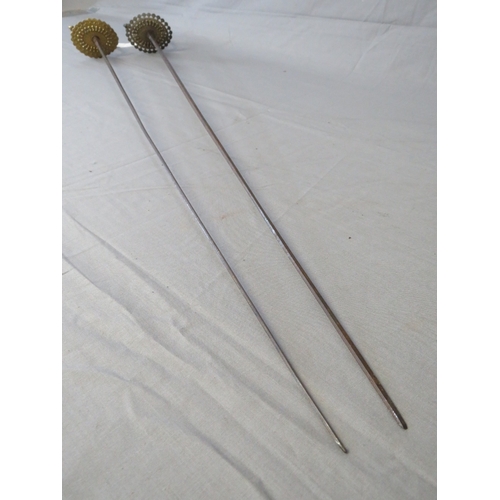 419 - TWO RAPIER OR SPADROON STYLE SWORDS, with tapering square section blades and fancy cast hilts in the... 