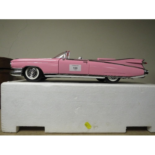 188 - A MAISTO TIN PLATE PINK CADILLAC TOGETHER WITH AN ITALIAN PINK PANTHER TABLE LAMP