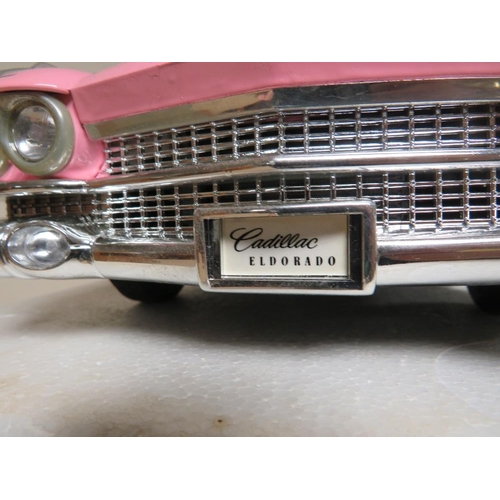 188 - A MAISTO TIN PLATE PINK CADILLAC TOGETHER WITH AN ITALIAN PINK PANTHER TABLE LAMP