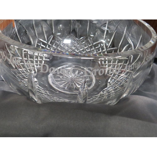 259 - A LARGE WATERFORD CRYSTAL BOWL( ENGRAVED )