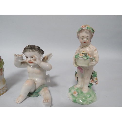 289 - FOUR ANTIQUE CONTINENTAL PORCELAIN CHERUB FIGURES