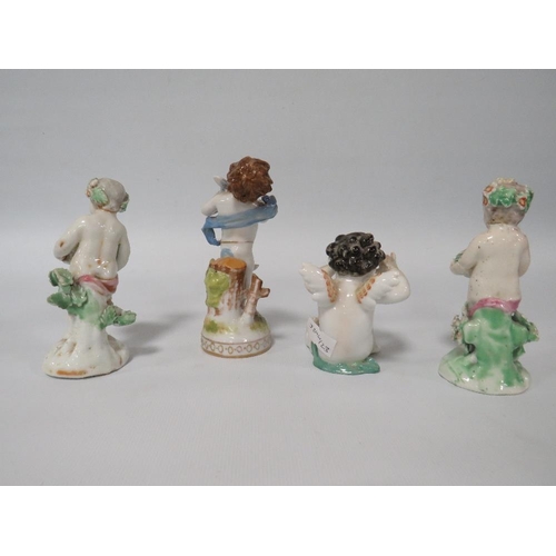 289 - FOUR ANTIQUE CONTINENTAL PORCELAIN CHERUB FIGURES