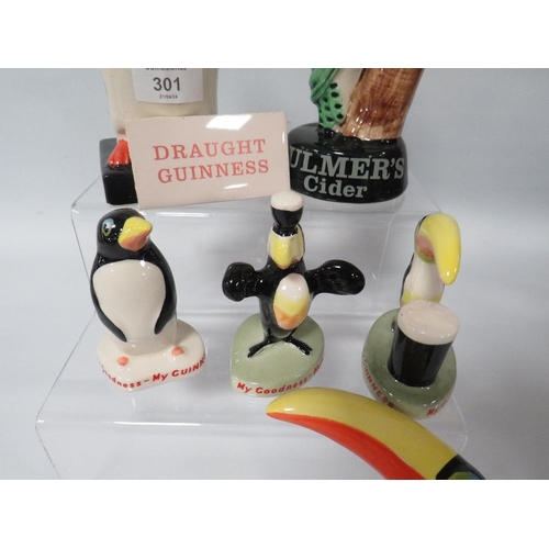 301 - A COLLECTION OF CARLTON WARE STYLE BREWERY FIGURE GUINNESS AND BULMERS (6)