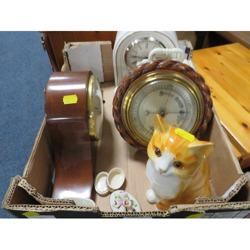 172 - A TRAY OF ASSORTED SUNDRIES TO INCLUDE A BAROMETER ETC