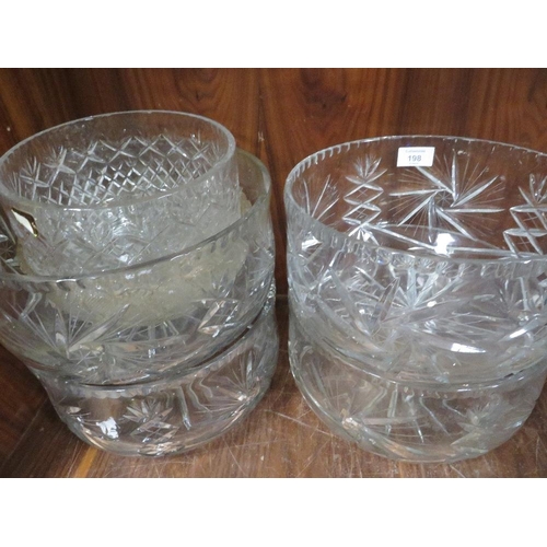 198 - FIVE LARGE GLASS CRYSTAL FRUIT BOWLS