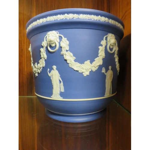 206 - TWO WEDGWOOD BLUE DIP JARDINAIRES