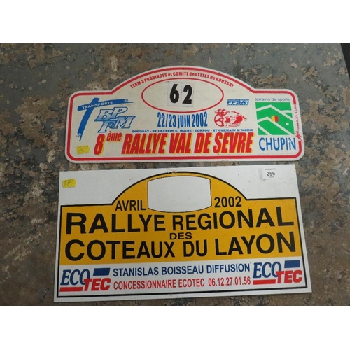 256 - TWO VINTAGE SIGNS THE 2002 COTEAUX DU LAYONS RALLY AND THE VAL DE SEVRE RALLY