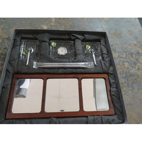 258 - A BOXED WATERFORD GLASS DESK SET