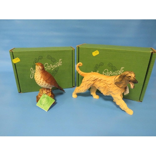 271 - A BESWICK MATT AFGHAN HOUND TOGETHER WITH A BESWICK MATT THRUSH BOXED