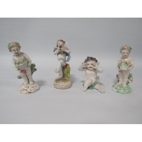 289 - FOUR ANTIQUE CONTINENTAL PORCELAIN CHERUB FIGURES