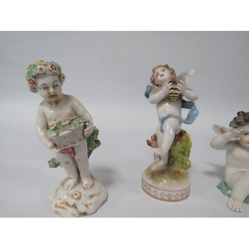 289 - FOUR ANTIQUE CONTINENTAL PORCELAIN CHERUB FIGURES