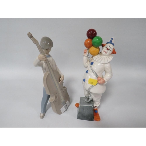 305 - A LLADRO MUSICIAN AND ROYAL DOULTON BALLOON  CLOWN FIGURINE