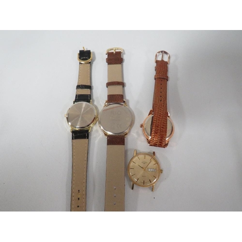 333 - FOUR ASSORTED WATCHES TO INCLUDE A VINTAGE ROTARY DAYDATE EXAMPLE (NO STRAP)