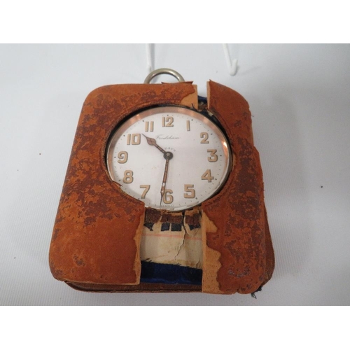 340 - A GIANT OPEN MANUAL WIND POCKET WATCH DIAL STAMPED FRODSHOM IN ORIGINAL TRAVEL CASE A/F