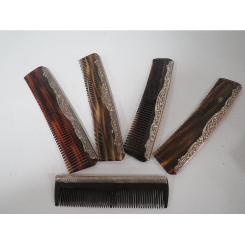 341 - FIVE HALLMARKED SILVER BACKED COMBS