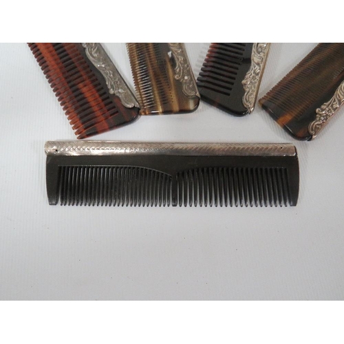 341 - FIVE HALLMARKED SILVER BACKED COMBS