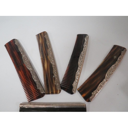 341 - FIVE HALLMARKED SILVER BACKED COMBS