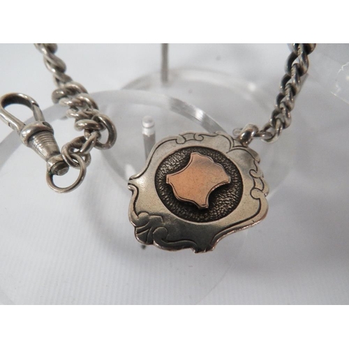 350 - A GENTS ANTIQUE SILVER POCKET WATCH ALBERT CHAIN