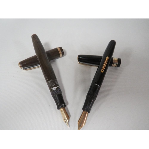 385 - TWO VINTAGE FOUNTAIN PENS, PARKER AND WATERMAN BOTH WITH 14CT GOLD NIBS