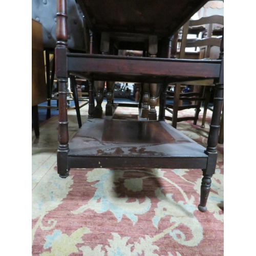 838 - AN ANTIQUE MAHOGANY FOUR TIER WOT-NOT A/F