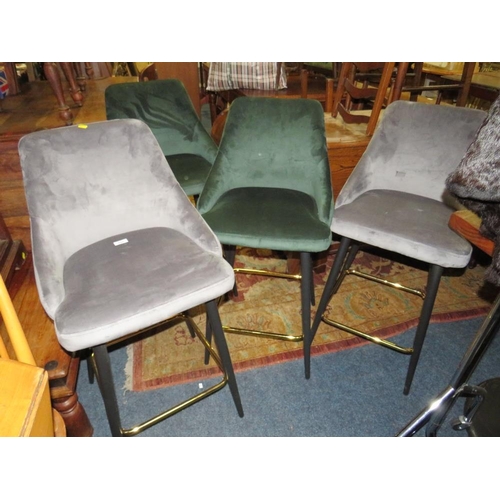 844 - TWO PAIRS OF MODERN UPHOLSTERED BAR / KITCHEN STOOLS