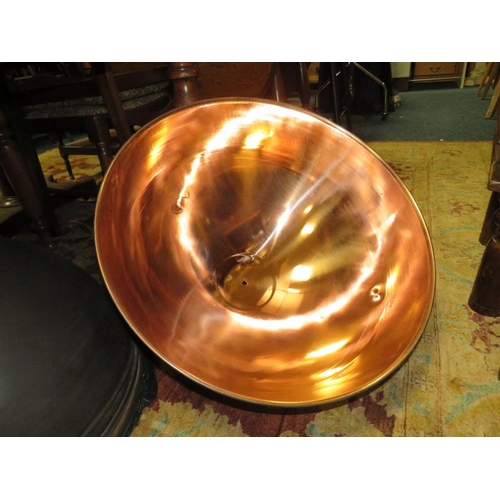 849 - A QUANTITY OF 6 COPPER CIRCULAR SHADES/BOWLS DIA. 64 CM