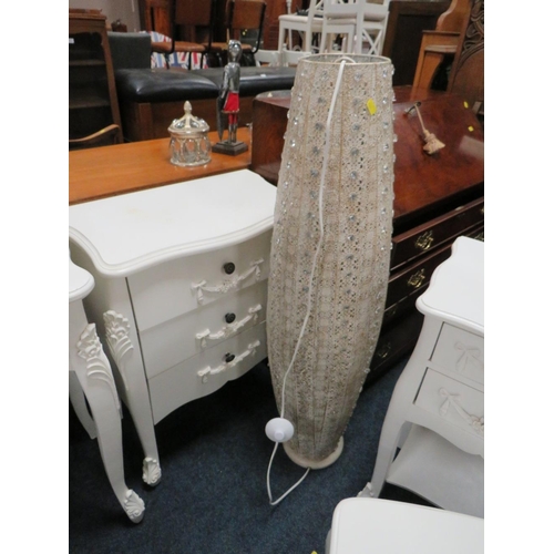 856 - A QUANTITY OF WHITE FURNITURE TO INC DRESSING TABLE, MIRROR, ARMCHAIR, THREE CHESTS, STOOL AND LAMP