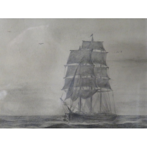 12 - A FRAMED AND GLAZED SKETCH OF A SAILING BOAT