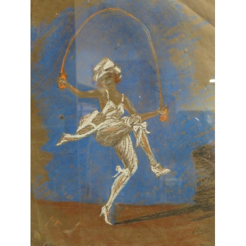 18 - A PASTEL OF A FIGURE DANCING ON STAGE